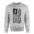 volleyball mom vertical flag on a sweatshirt with a black graphic