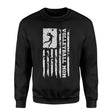 volleyball mom vertical flag on a sweatshirt with a white graphic