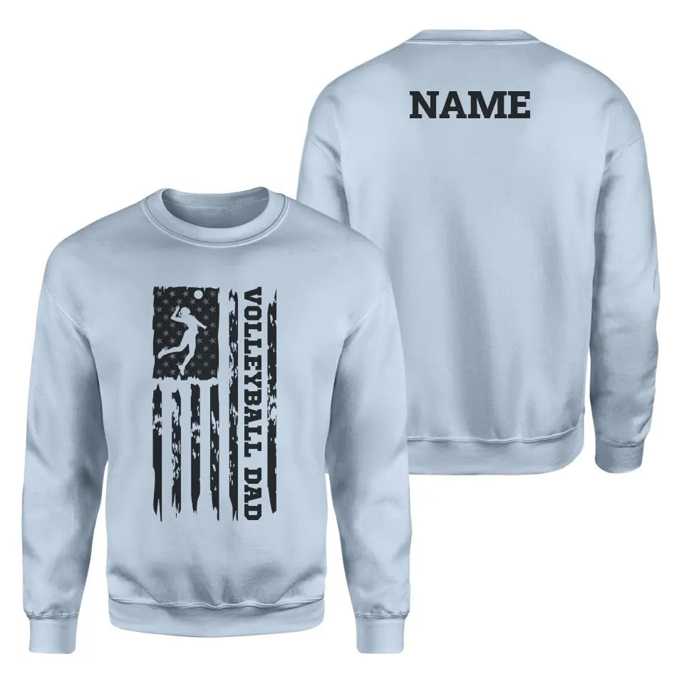 volleyball dad vertical flag with volleyball player name on a sweatshirt with a black graphic