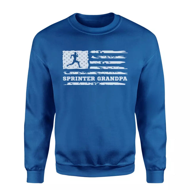 sprint grandpa horizontal flag on a sweatshirt with a white graphic