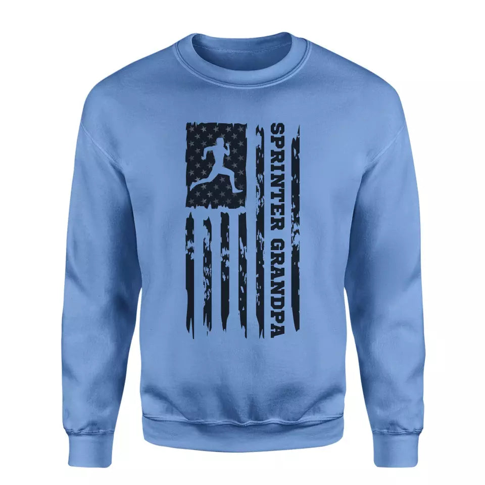 sprint grandpa vertical flag on a sweatshirt with a black graphic