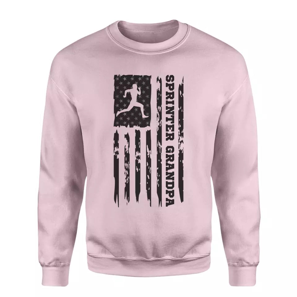 sprint grandpa vertical flag on a sweatshirt with a black graphic