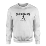 sprint mom with sprinter icon and sprinter name on a sweatshirt with a black graphic