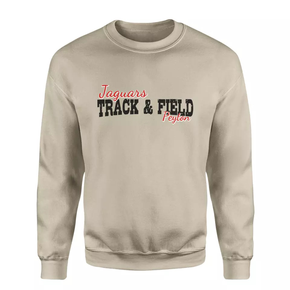 custom sprint mascot and sprinter name on a sweatshirt with a black graphic