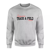 custom sprint mascot and sprinter name on a sweatshirt with a black graphic