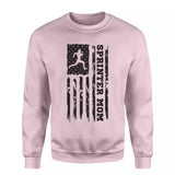 sprint mom vertical flag on a sweatshirt with a black graphic