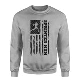 sprint mom vertical flag on a sweatshirt with a black graphic