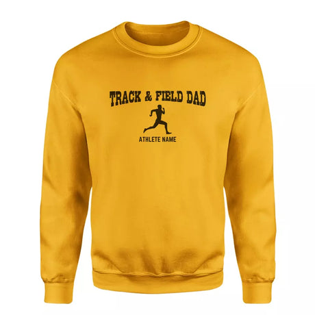 sprint dad with sprinter icon and sprinter name on a sweatshirt with a black graphic