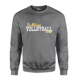 custom volleyball mascot and volleyball player name on a sweatshirt with a white graphic