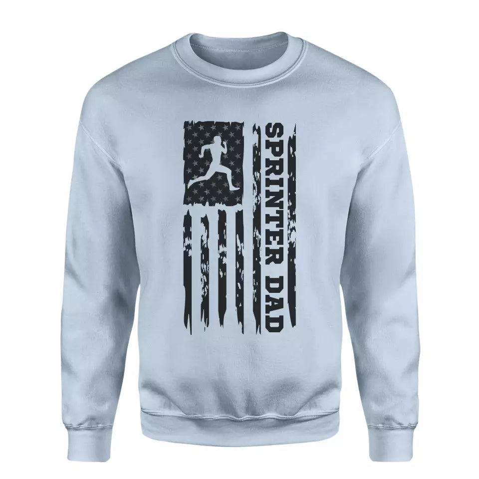 sprint dad vertical flag on a sweatshirt with a black graphic