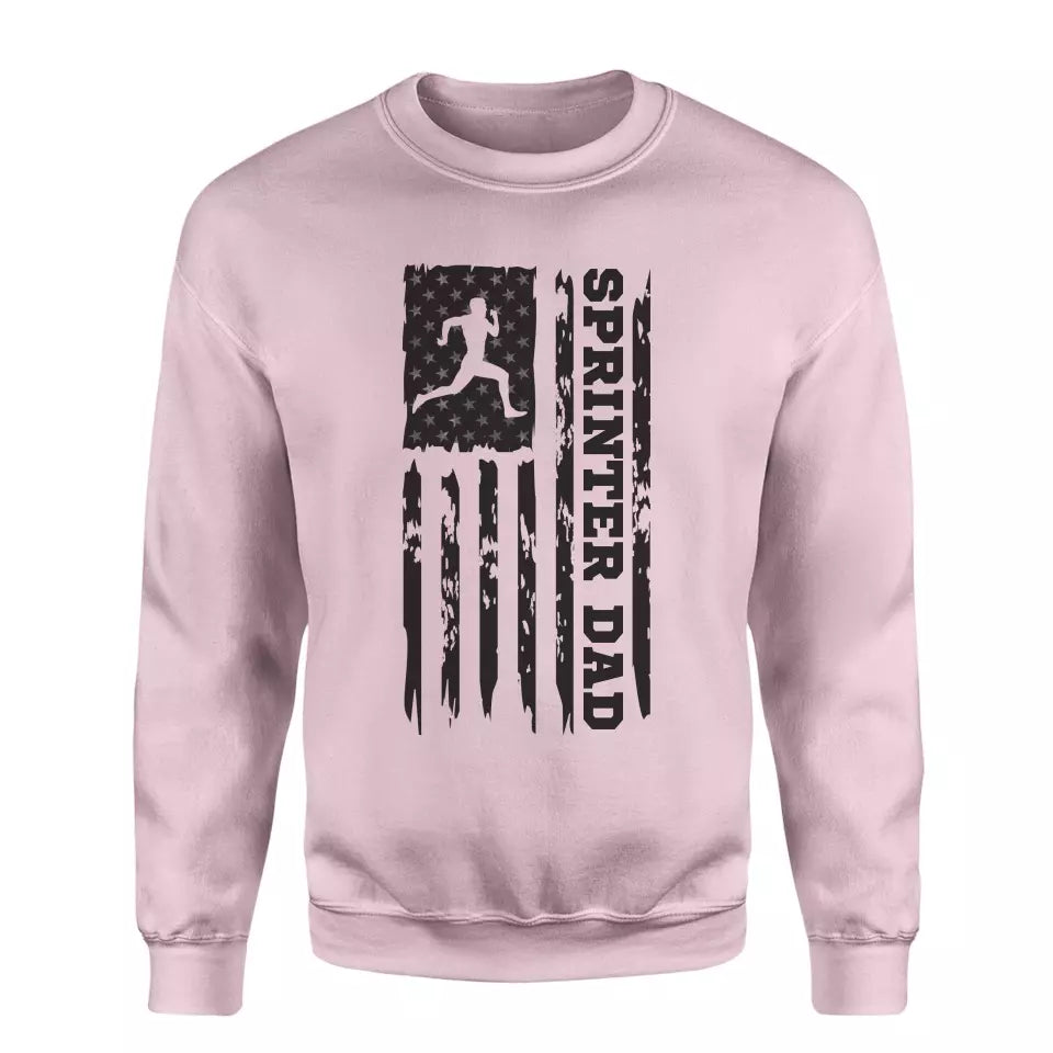 sprint dad vertical flag on a sweatshirt with a black graphic