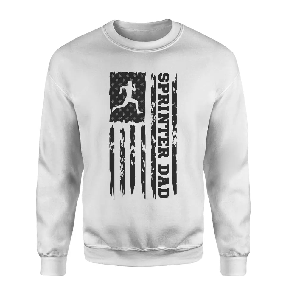 sprint dad vertical flag on a sweatshirt with a black graphic