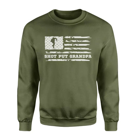 shot put grandpa horizontal flag on a sweatshirt with a white graphic