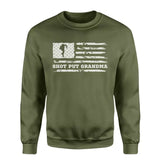 shot put grandma horizontal flag on a sweatshirt with a white graphic