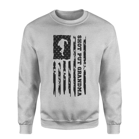 shot put grandma vertical flag on a sweatshirt with a black graphic