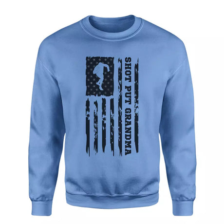 shot put grandma vertical flag on a sweatshirt with a black graphic