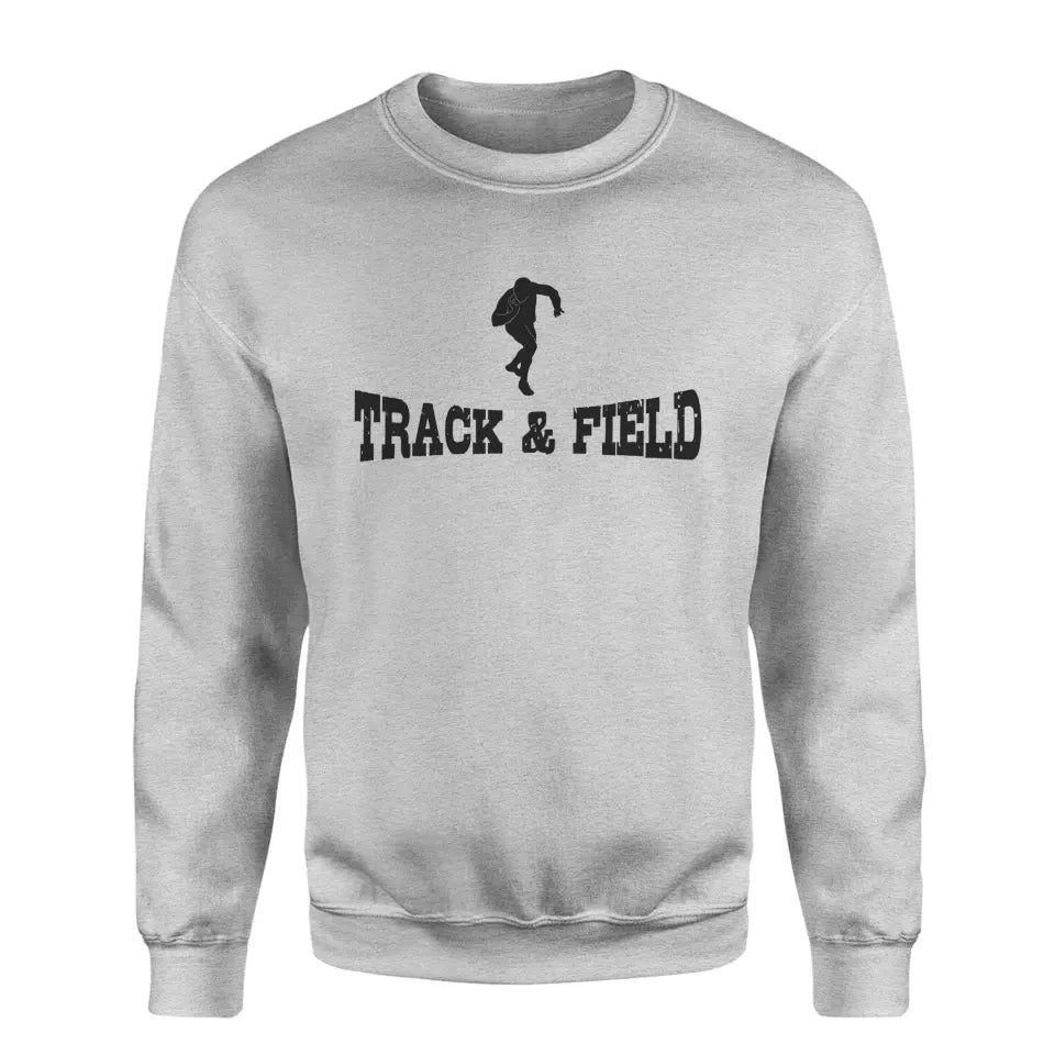 basic shot put with shot putter icon on a sweatshirt with a black graphic