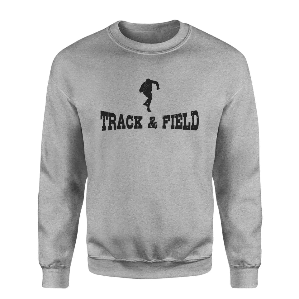 basic shot put with shot putter icon on a sweatshirt with a black graphic