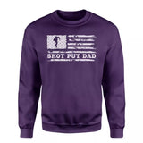 shot put dad horizontal flag on a sweatshirt with a white graphic