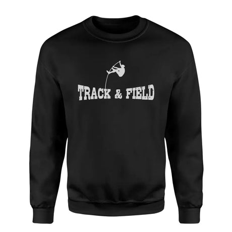 basic pole vault with pole vaulter icon on a sweatshirt with a white graphic