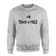 basic pole vault with pole vaulter icon on a sweatshirt with a black graphic