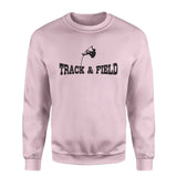 basic pole vault with pole vaulter icon on a sweatshirt with a black graphic