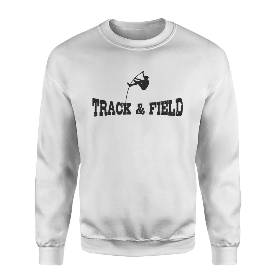 basic pole vault with pole vaulter icon on a sweatshirt with a black graphic