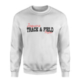 custom pole vault mascot and pole vaulter name on a sweatshirt with a black graphic