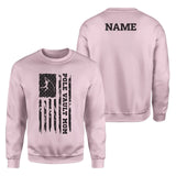 pole vault mom vertical flag with pole vaulter name on a sweatshirt with a black graphic