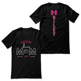 senior cheer mom with cheerleader name unisex t-shirt