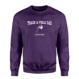 Pole Vault Dad with Pole Vaulter Icon and Pole Vaulter Name on a Sweatshirt with a White Graphic