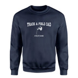 Pole Vault Dad with Pole Vaulter Icon and Pole Vaulter Name on a Sweatshirt with a White Graphic