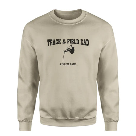 pole vault dad with pole vaulter icon and pole vaulter name on a sweatshirt with a black graphic