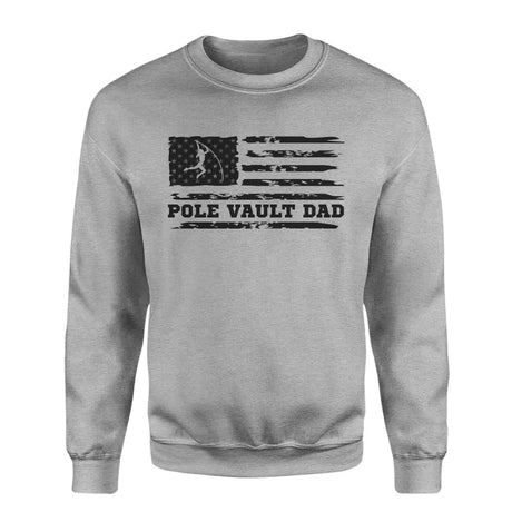 pole vault dad horizontal flag on a sweatshirt with a black graphic