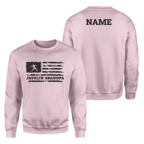 javelin grandpa horizontal flag with javelin thrower name on a sweatshirt with a black graphic