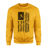 javelin grandpa vertical flag on a sweatshirt with a black graphic