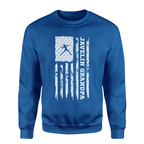 javelin grandpa vertical flag on a sweatshirt with a white graphic