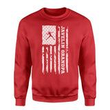 Javelin Grandpa Vertical Flag on a Sweatshirt with a White Graphic