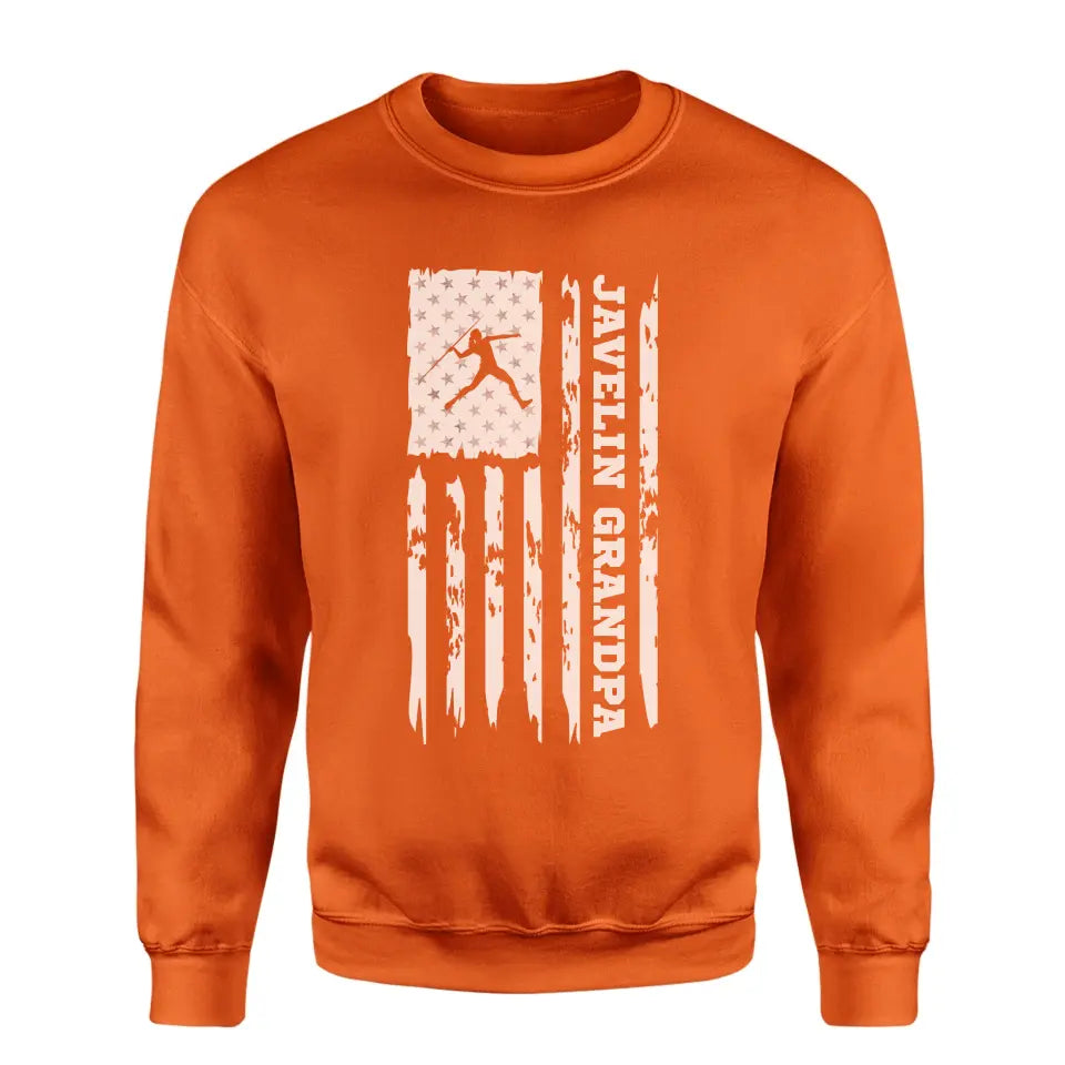 Javelin Grandpa Vertical Flag on a Sweatshirt with a White Graphic