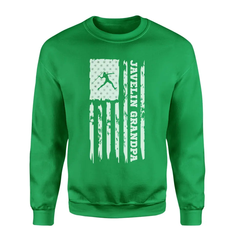 Javelin Grandpa Vertical Flag on a Sweatshirt with a White Graphic