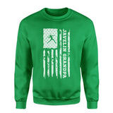 javelin grandpa vertical flag on a sweatshirt with a white graphic