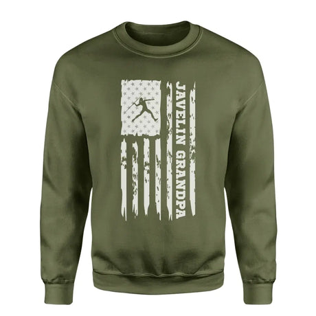 javelin grandpa vertical flag on a sweatshirt with a white graphic