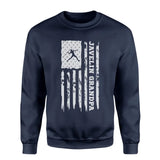 javelin grandpa vertical flag on a sweatshirt with a white graphic