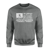 javelin grandma horizontal flag on a sweatshirt with a white graphic