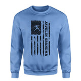 javelin grandma vertical flag on a sweatshirt with a black graphic