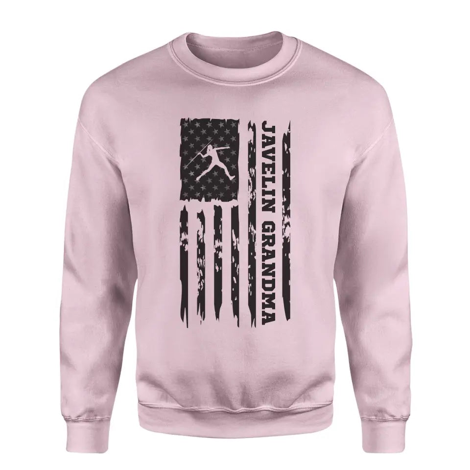 javelin grandma vertical flag on a sweatshirt with a black graphic