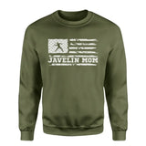 javelin mom horizontal flag on a sweatshirt with a white graphic