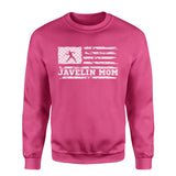 javelin mom horizontal flag on a sweatshirt with a white graphic