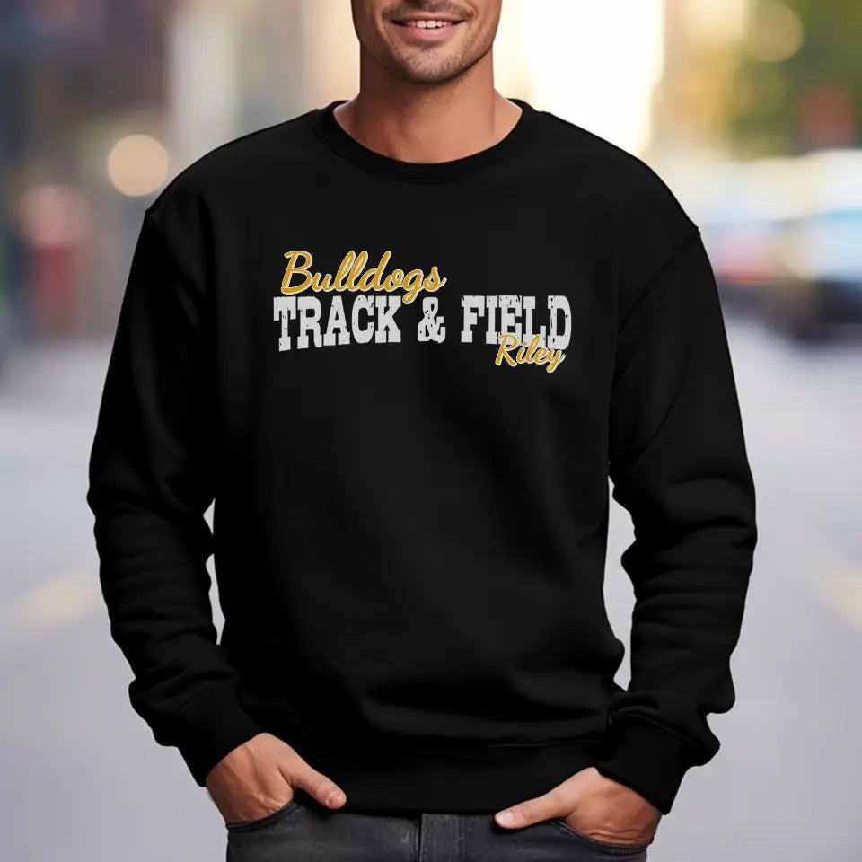 custom pole vault mascot and pole vaulter name on a sweatshirt with a white graphic