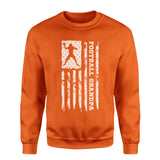 football grandpa vertical flag on a sweatshirt with a white graphic